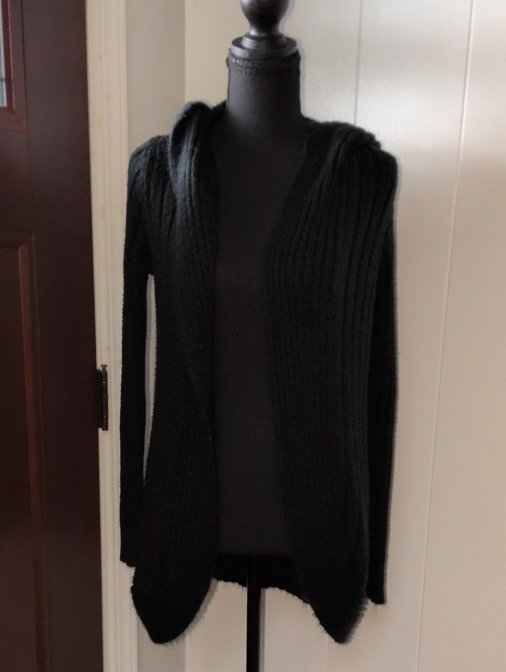NOBO Fuzzy Black Hooded Women's Cardigan Size XL